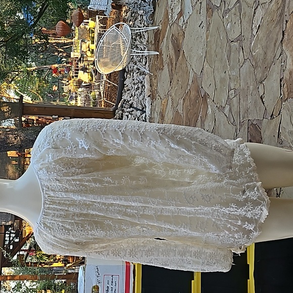 Linea Domani nylon ivory lace long sleeves blouse size Small - Picture 5 of 11